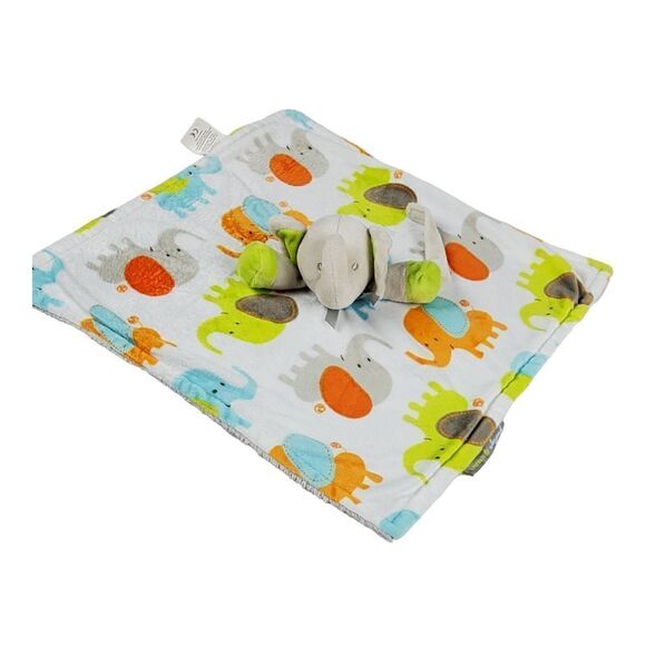 Blankets & Beyond Lovey Security Blanket Elephant 15" Baby Pacifier Holder Green - Picture 2 of 12